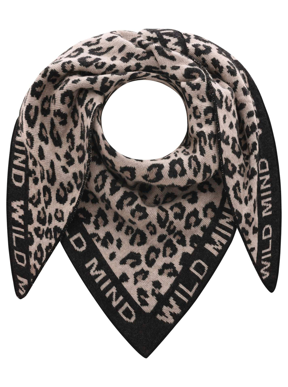 Zwillingsherz Schal - Dreieckstuch "Wild Mind" mit Kaschmir - Beige/Schwarz