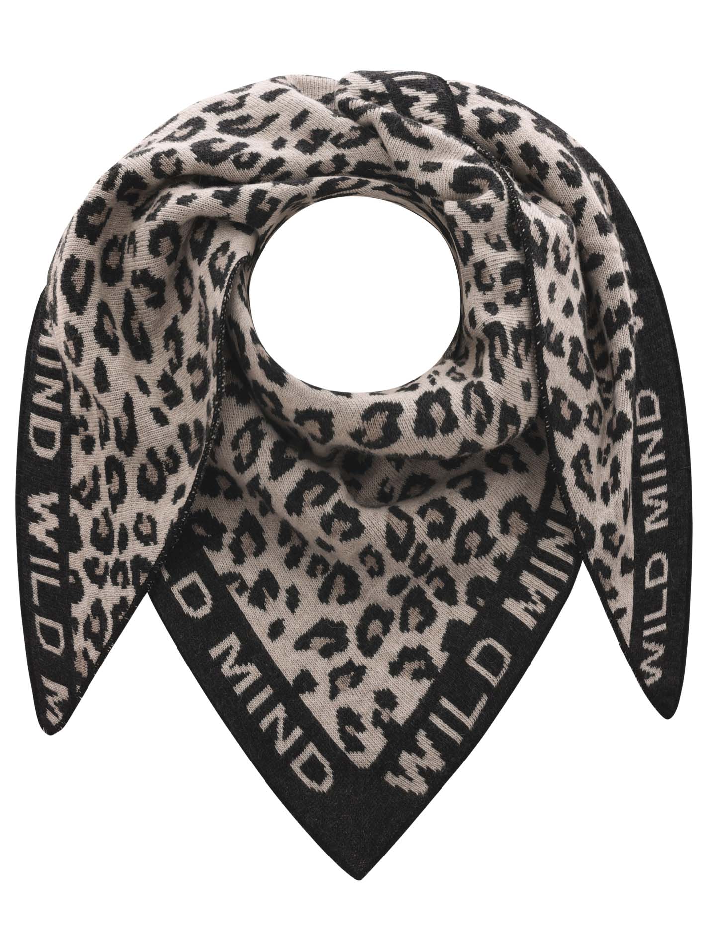 Zwillingsherz Schal - Dreieckstuch "Wild Mind" mit Kaschmir - Beige/Schwarz