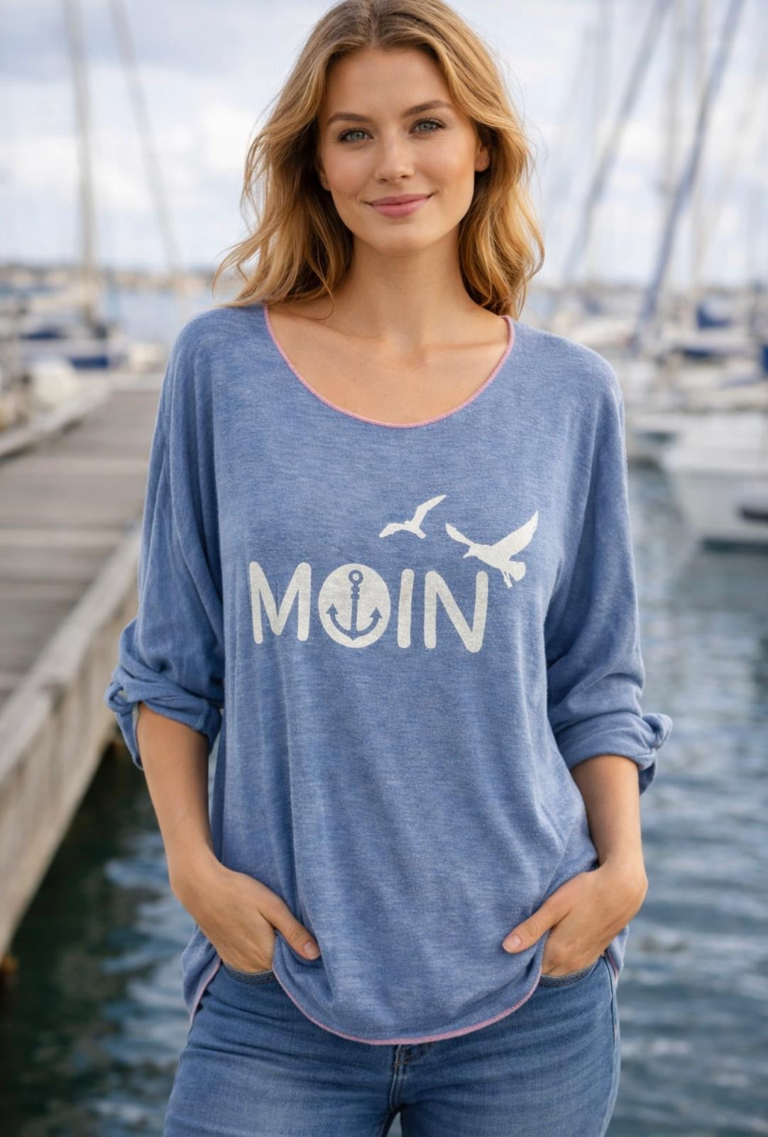 Flair - Leichtes Sweatshirt "Moin Anker" - Jeansblau
