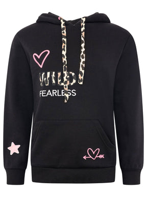Zwillingsherz - Hoodie "Leo Wild Fearless" - Schwarz