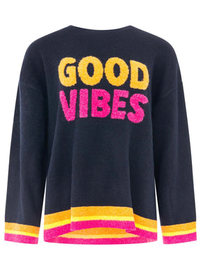 Zwillingsherz Pullover "GOOD VIBES" - Marine