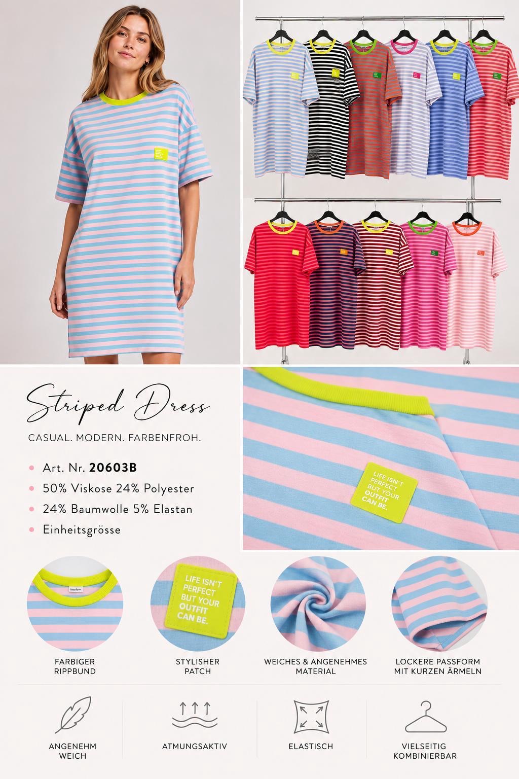 Sweatkleid Streifen - 'Life isn’t perfect but your Outfit'︎