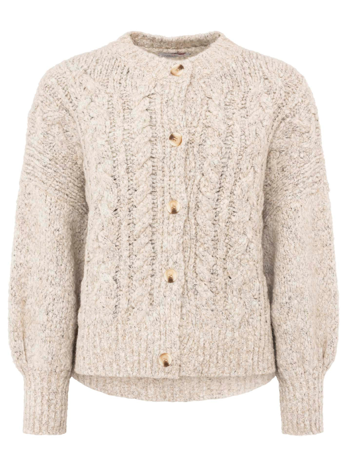 Zwillingsherz Hochwertiger Strick Cardigan Alpaka - Hellbeige