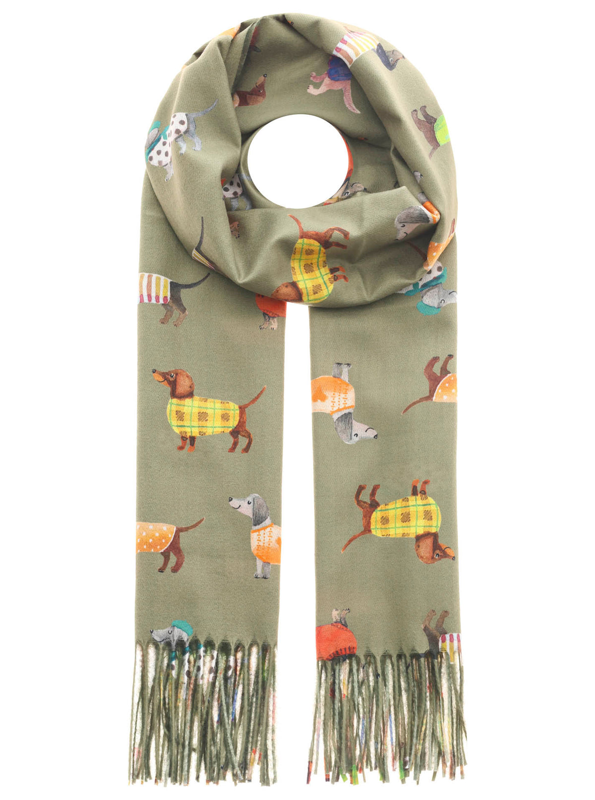 Zwillingsherz - Schal Dog Lover Dackel - Khaki