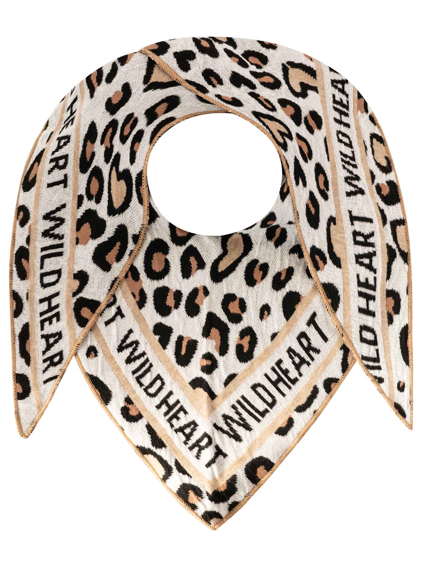 Zwillingsherz Schal - Dreieckstuch "Wild Heart Leo" Baumwolle - Beige