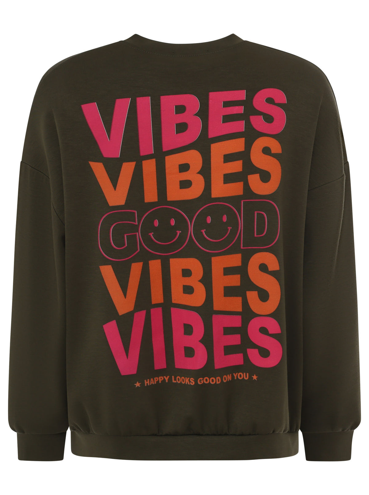 Zwillingsherz - Pullover "Good Vibes Smile" - Khaki - CYBER DEAL
