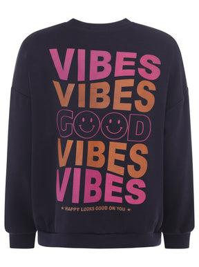 Zwillingsherz - Pullover "Good Vibes Smile" - Dunkelblau - CYBER DEAL