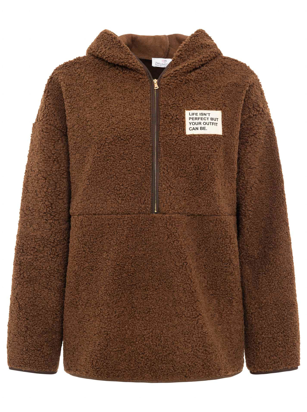 Zwillingsherz - Oversize Teddy Fleece Hoodie - Braun
