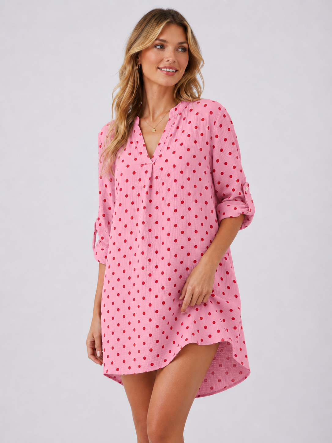 Zwillingsherz Musselin Tunika Punkte - Rosa/Pink