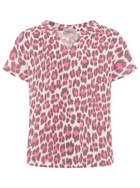 Zwillingsherz - Musselin Bluse Kurzarm - Leo Neonpink