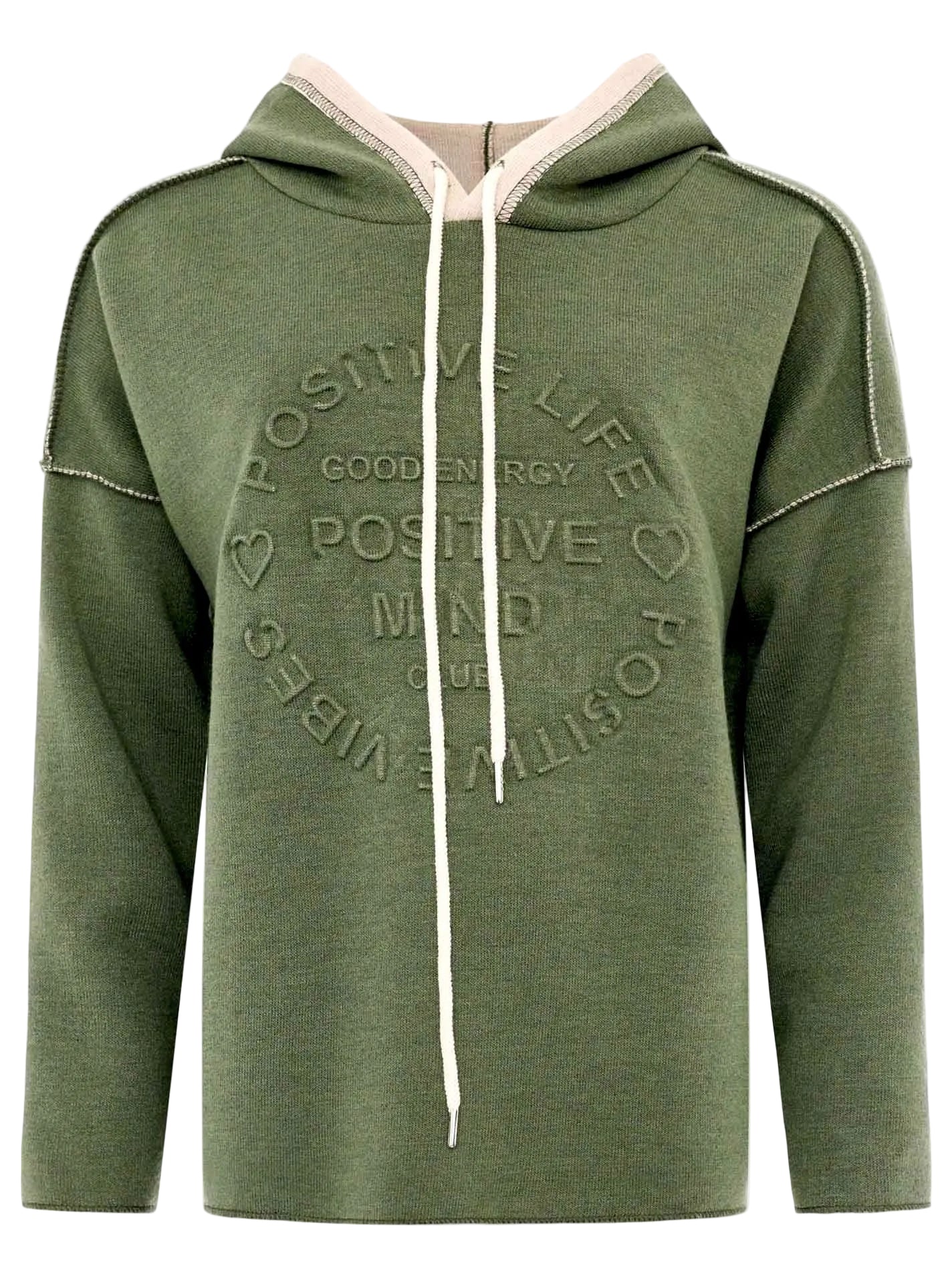 Zwillingsherz - Made in Italy Hoodie "Positive Mind" - Olive
