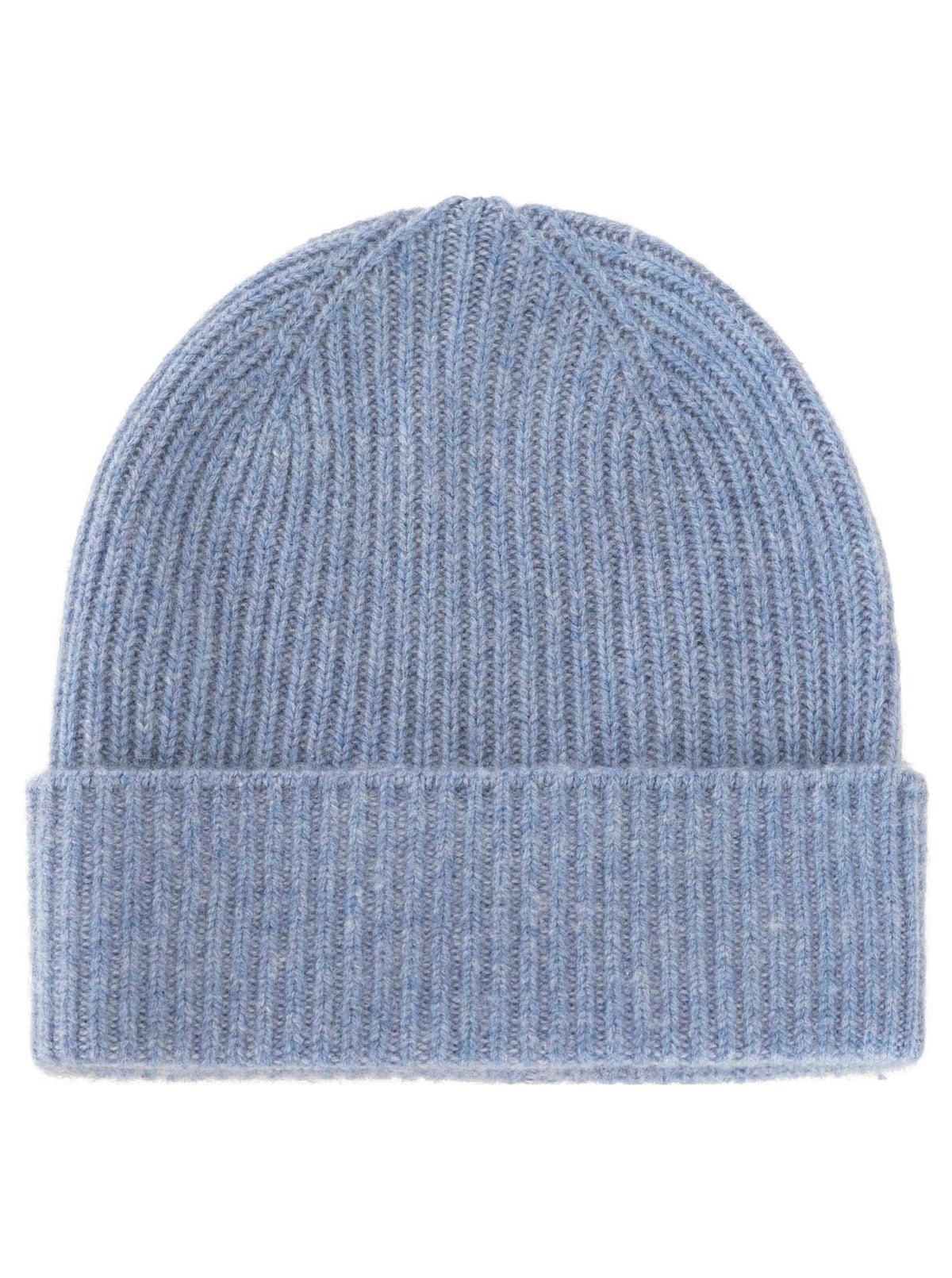 Zwillingsherz Kaschmir Umschlagmütze "Rippstrick" (100% Cashmere) - Jeansblau