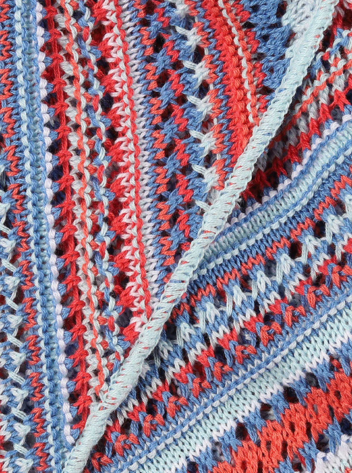 Zwillingsherz - Dreieckstuch/Schal "Hippie" Baumwolle - Blau/Rot