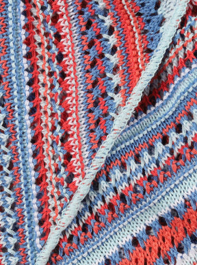 Zwillingsherz - Dreieckstuch/Schal "Hippie" Baumwolle - Blau/Rot
