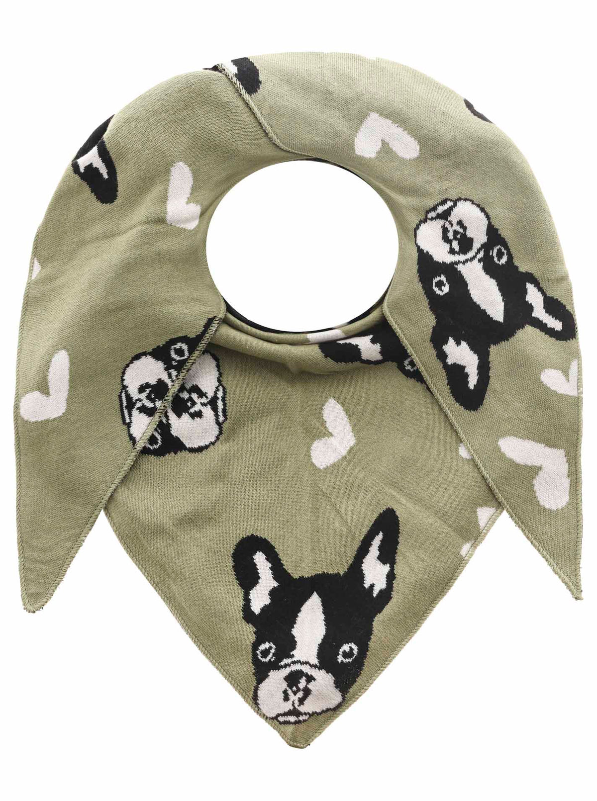 Zwillingsherz - Dreieckstuch/Schal "Dog Lover Hunde Liebhaber" Baumwolle - Khaki