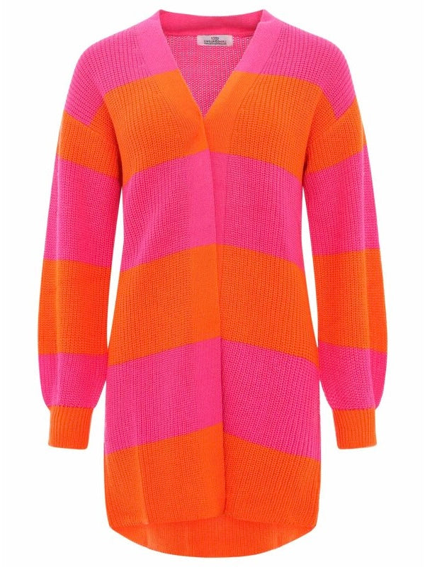 Zwillingsherz Hochwertige Strickjacke/Cardigan Katja - Pink/Orange