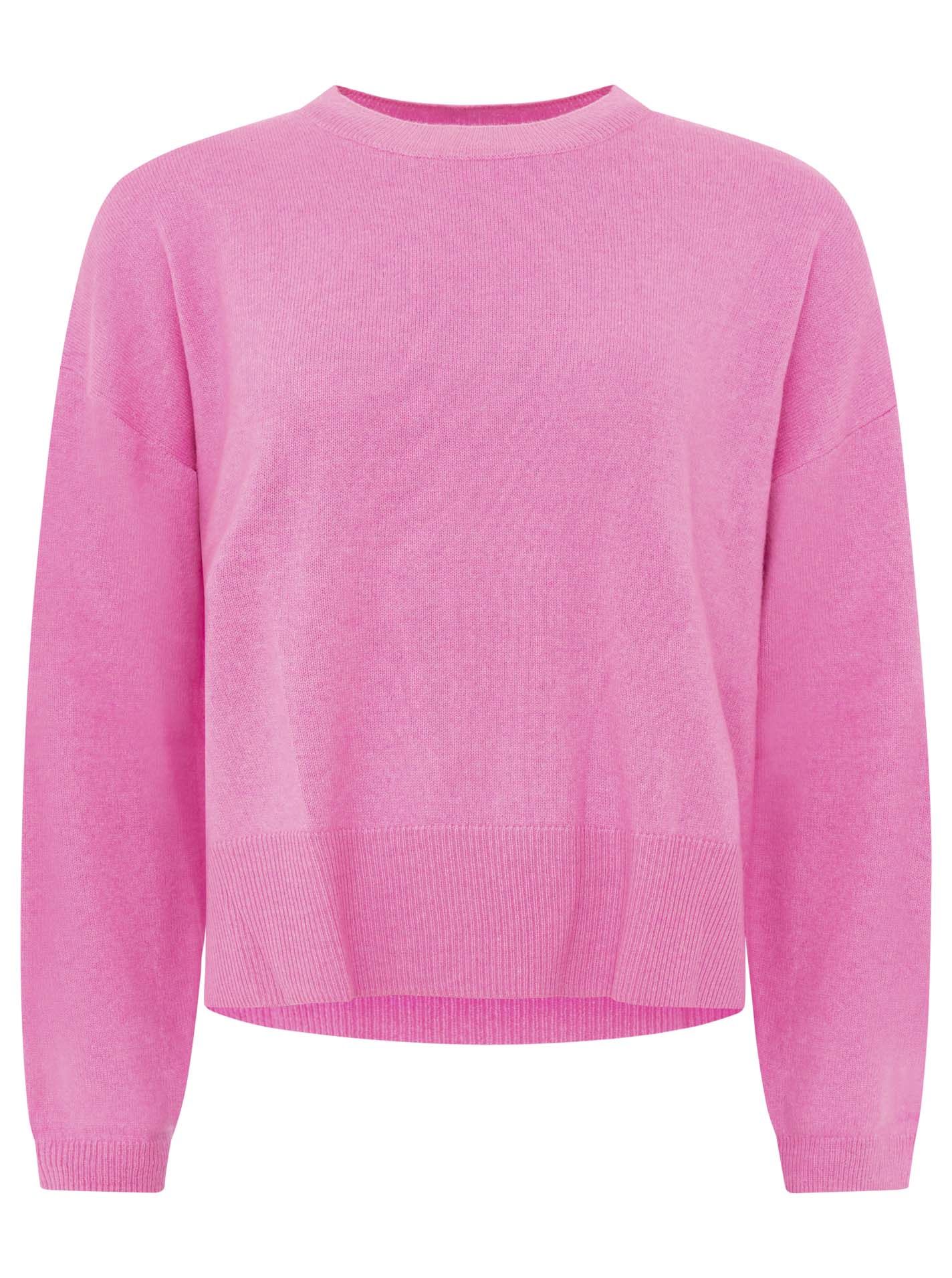 100% Kaschmir Rundhalspullover "Kastig" - Pink