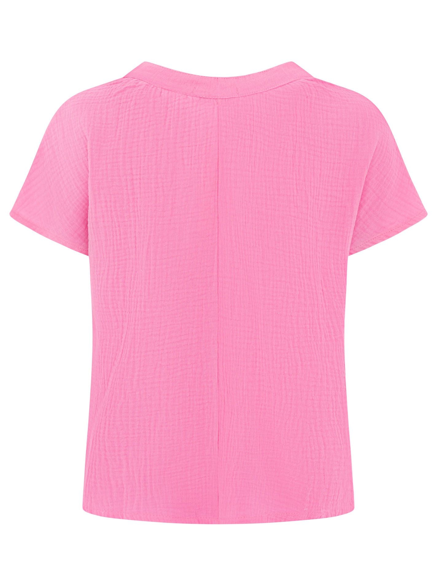 Zwillingsherz - Musselin Bluse Kurzarm - Pink