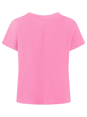 Zwillingsherz - Musselin Bluse Kurzarm - Pink