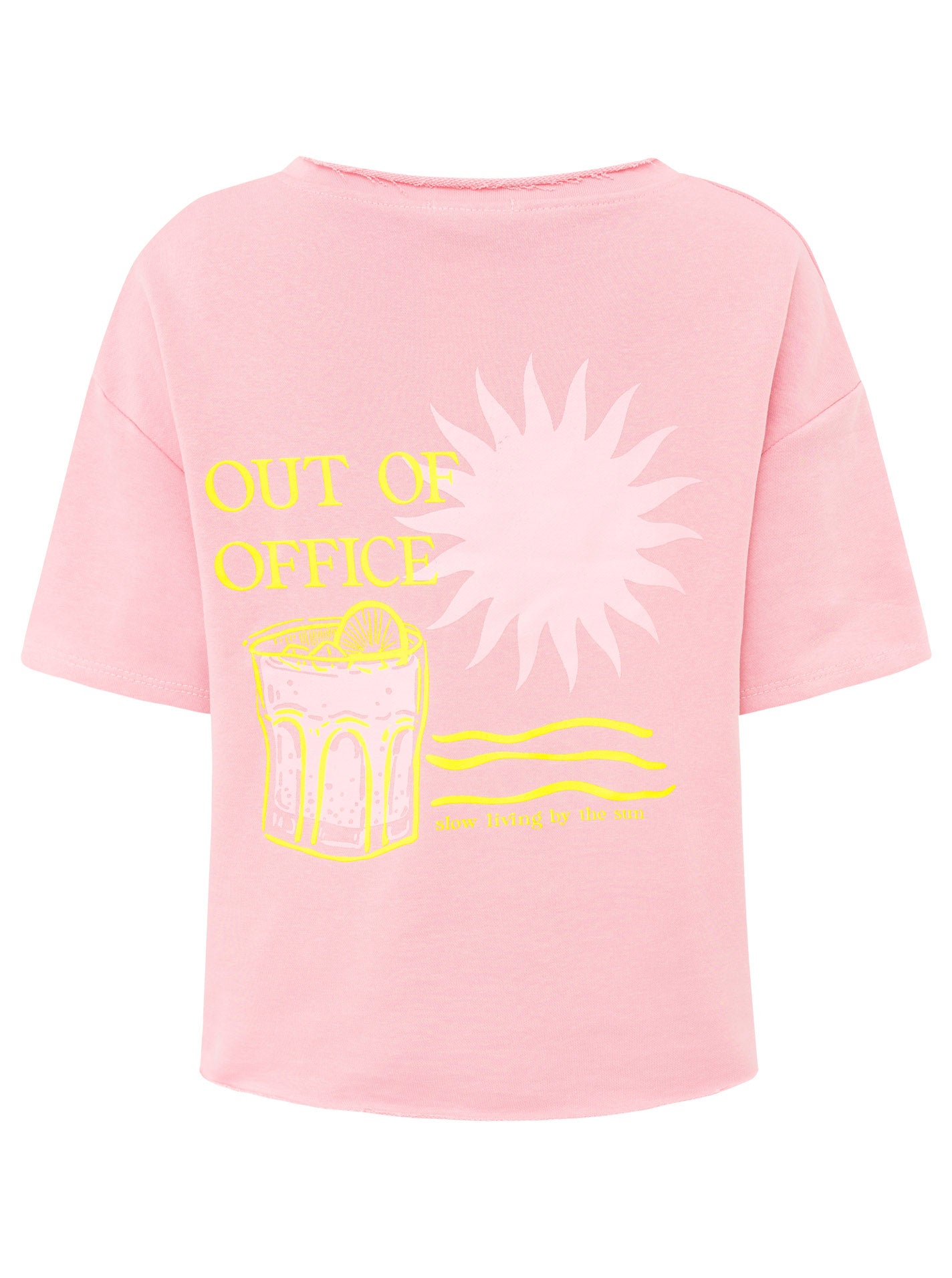 T-Shirt „Out of Office“ - Rosa/Gelb