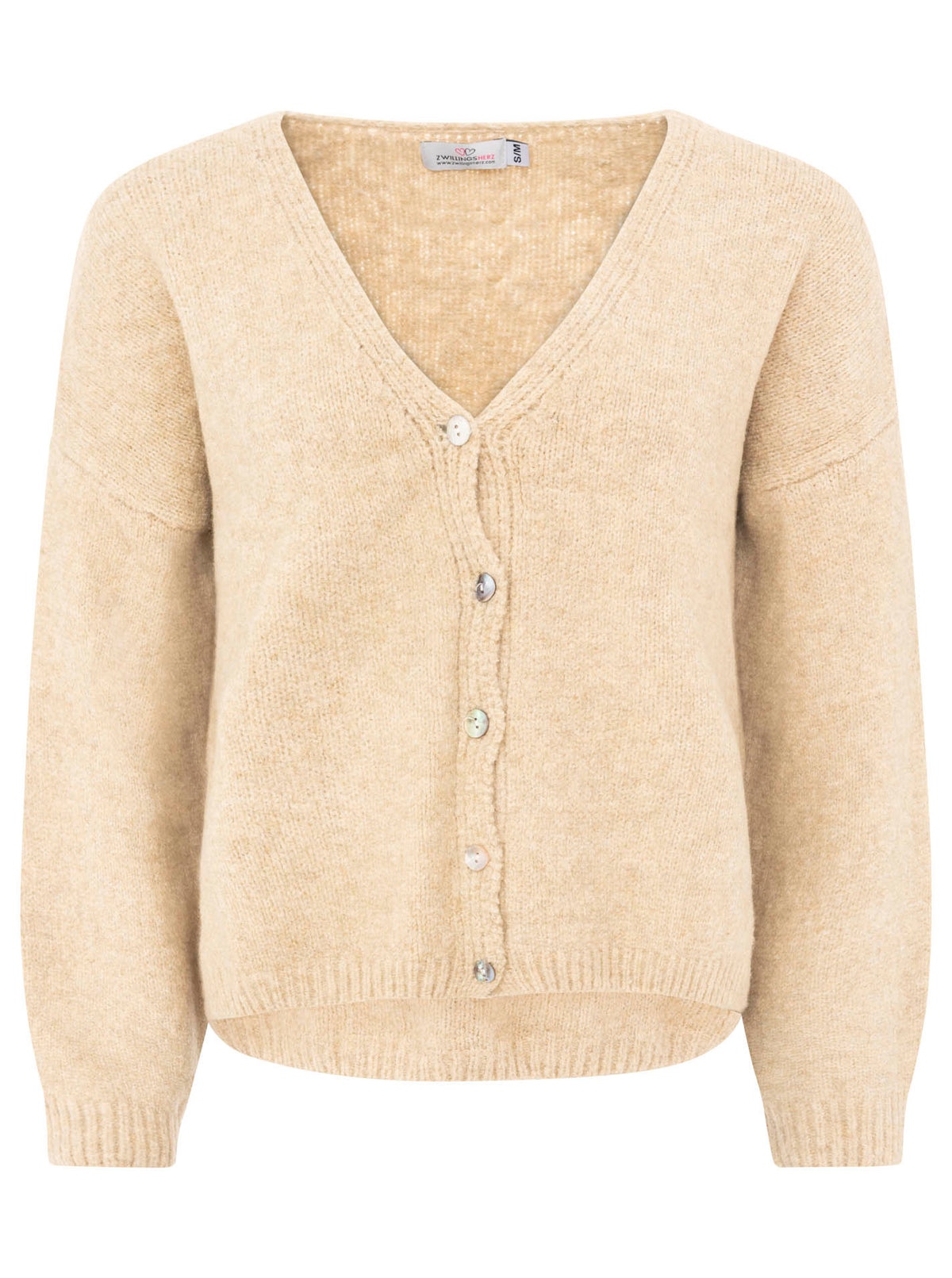 Zwillingsherz - Woll Cardigan mit Knöpfen - Beige