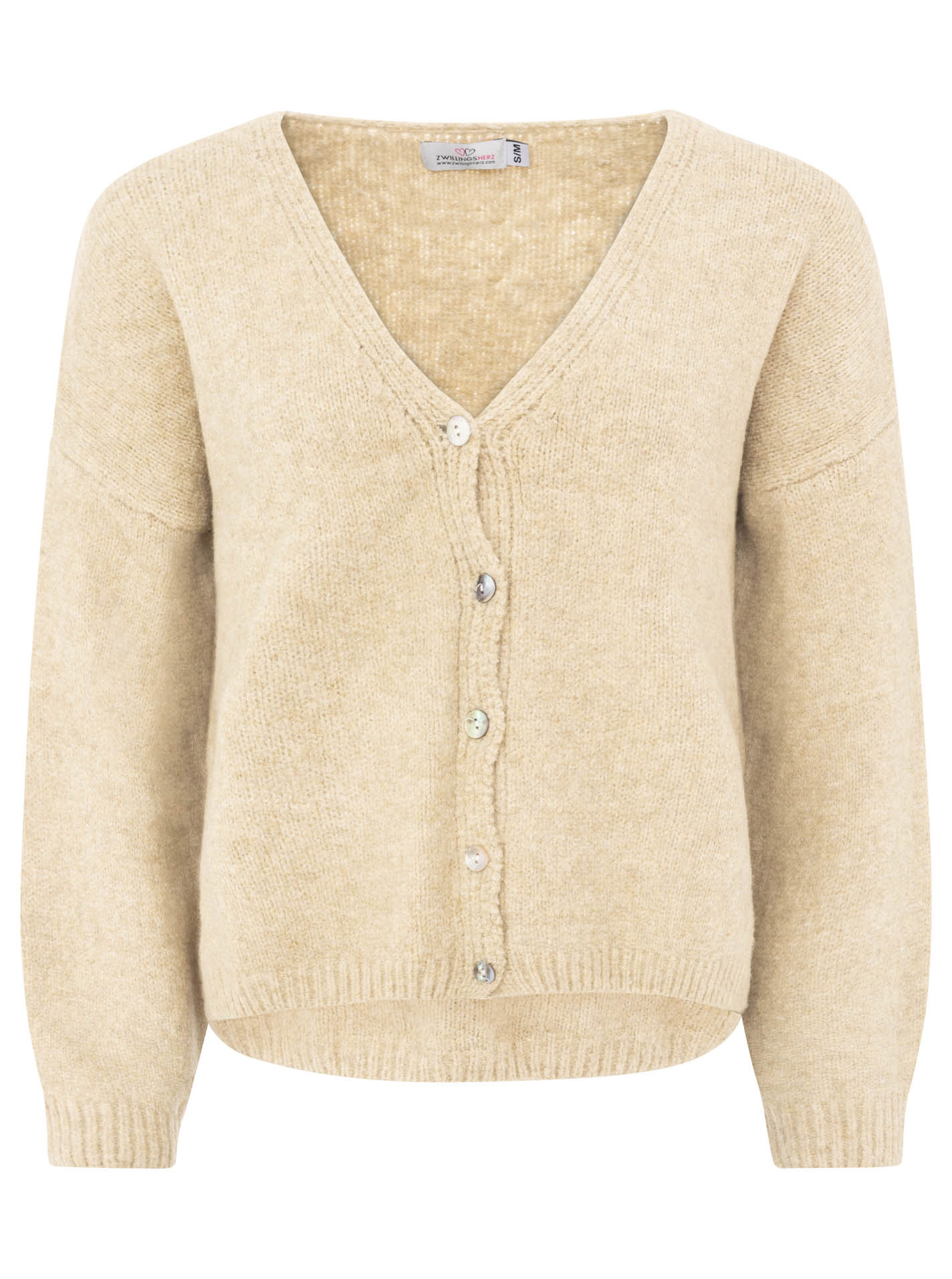 Zwillingsherz - Woll Cardigan mit Knöpfen - Beige