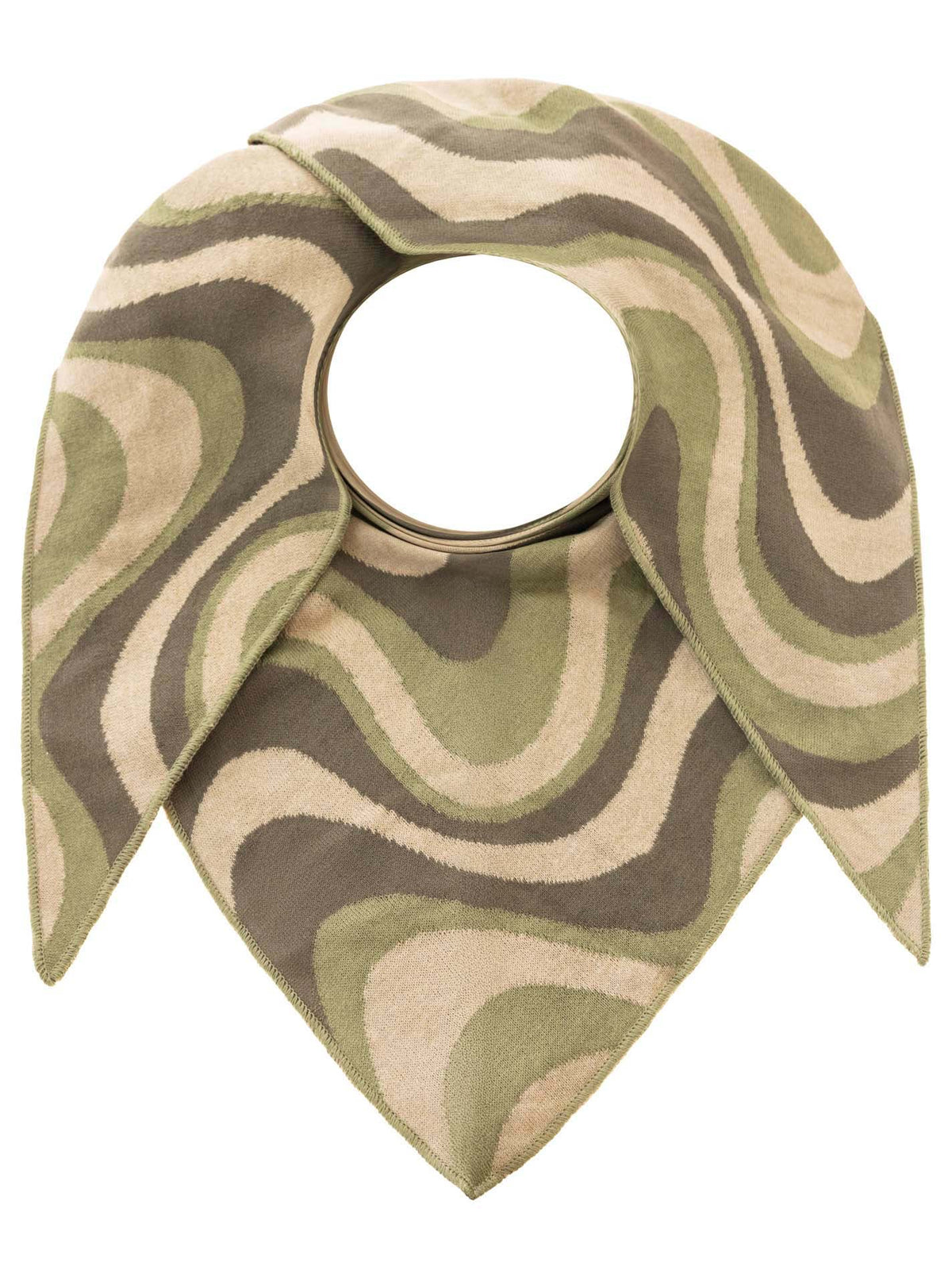 Zwillingsherz - Dreieckstuch/Schal "Happy Waves" Baumwolle - Khaki