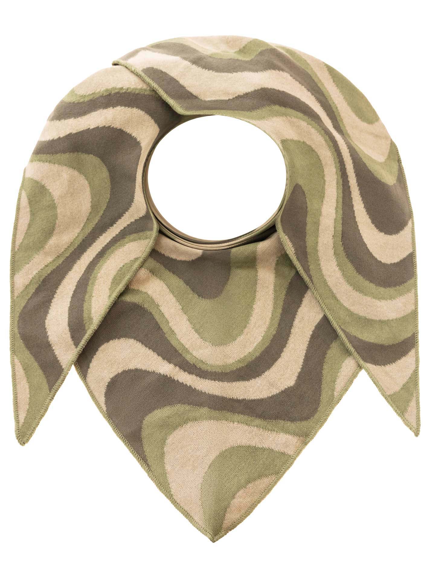 Zwillingsherz - Dreieckstuch/Schal "Happy Waves" Baumwolle - Khaki