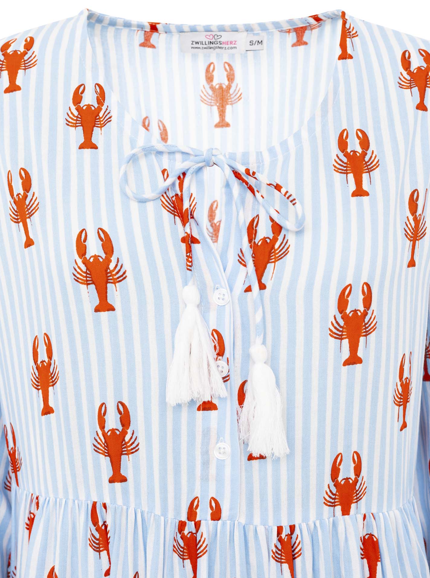 Zwillingsherz - Kleid "Lobsters & Stripes" - Blau