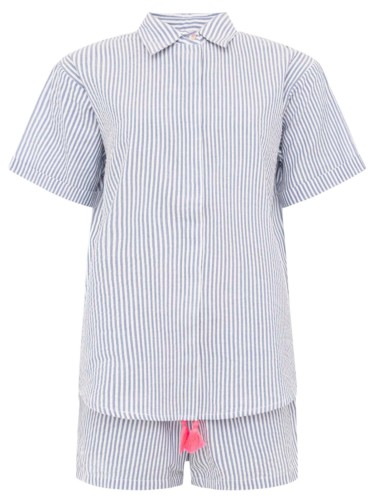 Zwillingsherz - Set kurz (Hemd + Hose) - Streifen Blau/Weiß