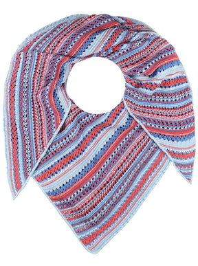Zwillingsherz - Dreieckstuch/Schal "Hippie" Baumwolle - Blau/Rot