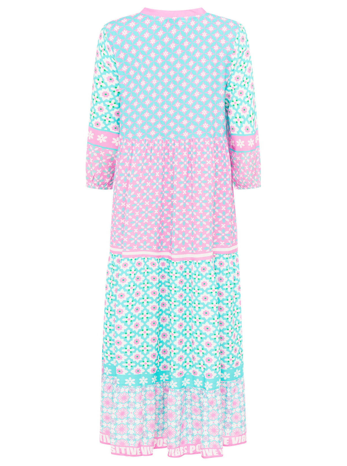 Zwillingsherz - Maxi Kleid Blumen Positive Vibes  - Blau/Pink