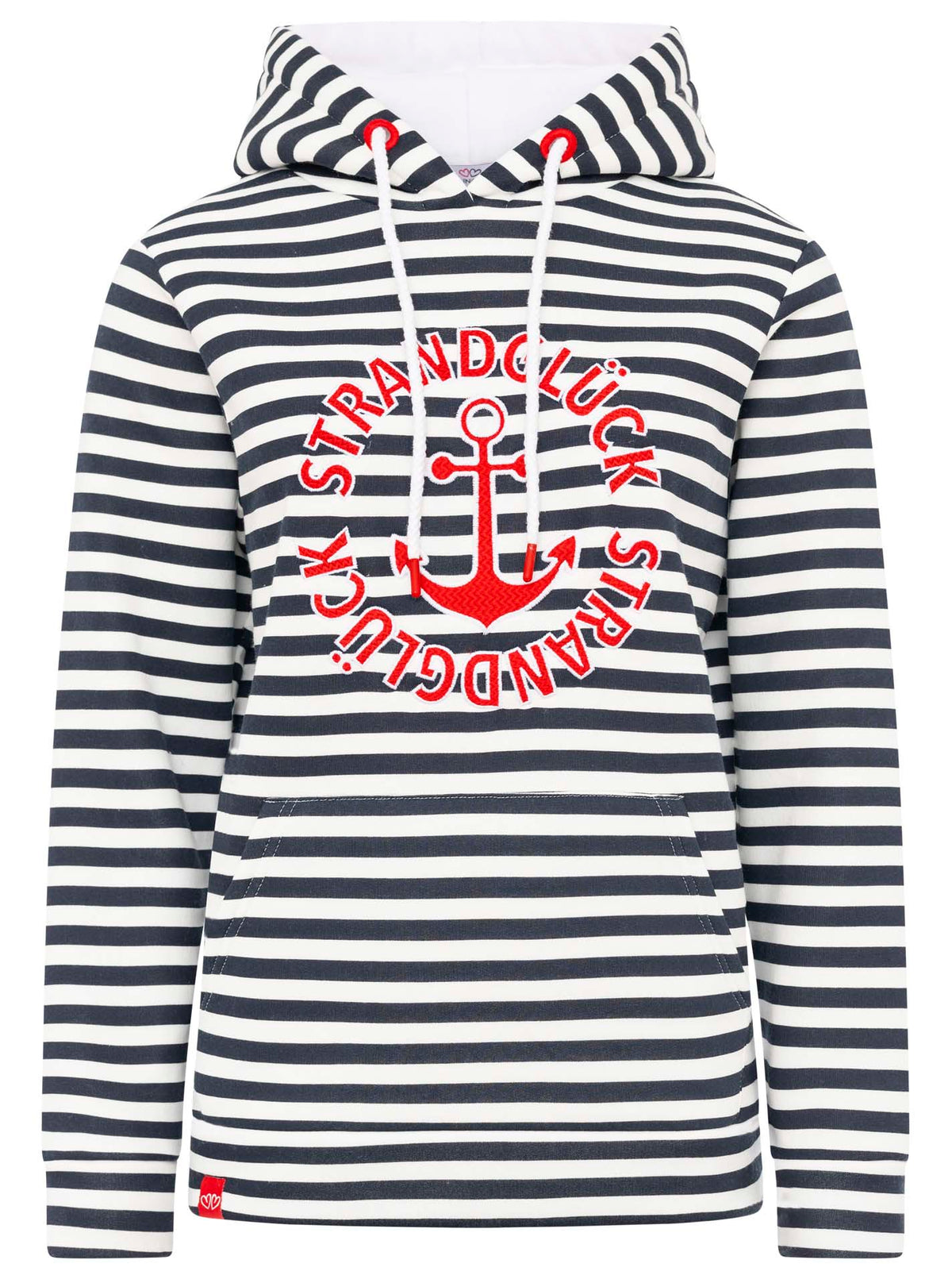 Zwillingsherz - Hoodie "Streifen Strandglück" - Dunkelblau/Pink