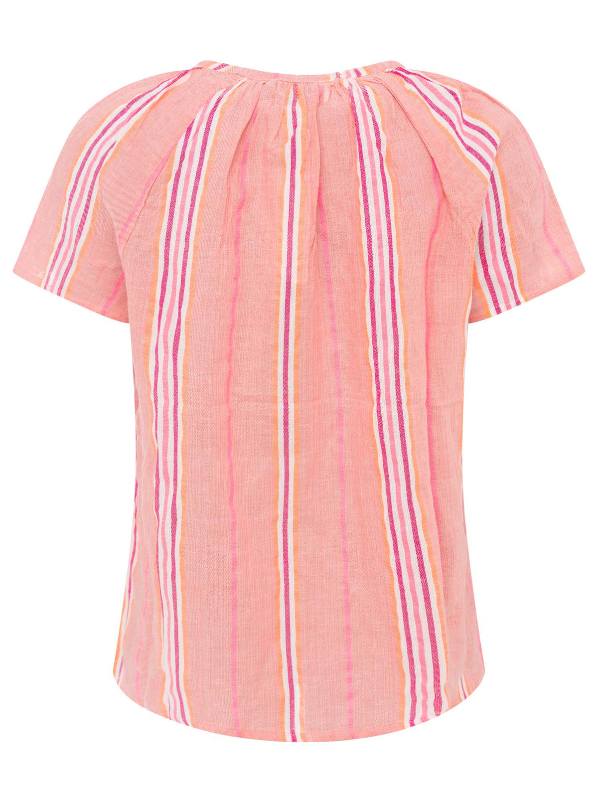 Zwillingsherz - Kurzarmbluse Summer Stripes - Neonkoralle