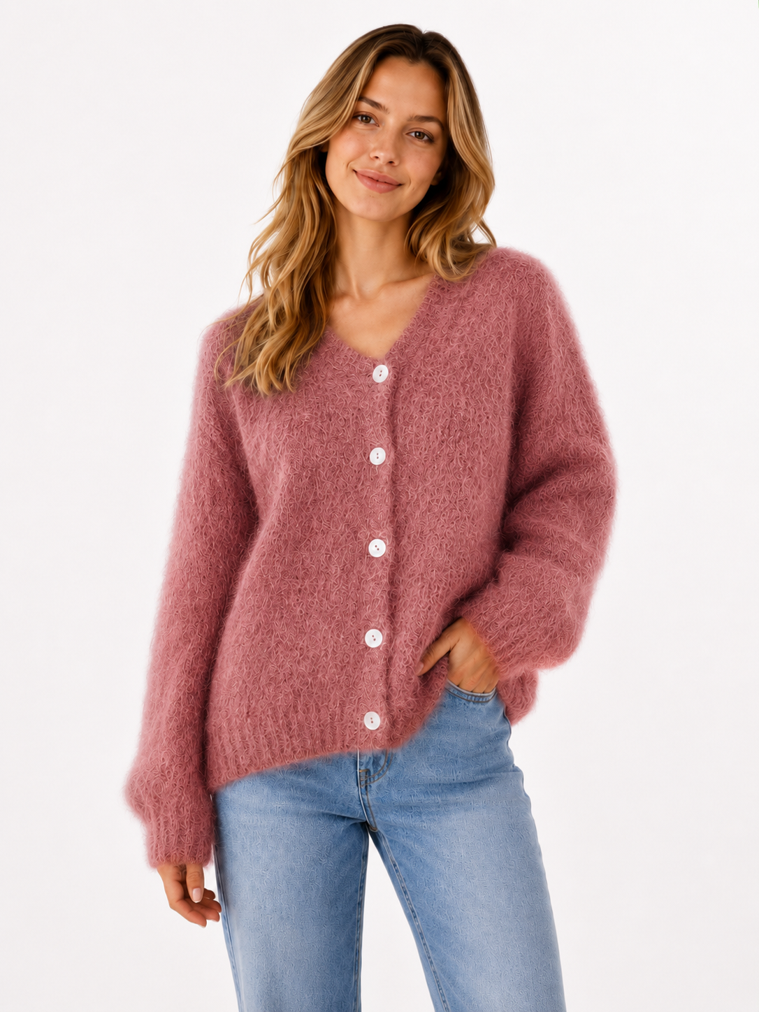 Flair - Cardigan mit feinem Kid Mohair - Altrosa