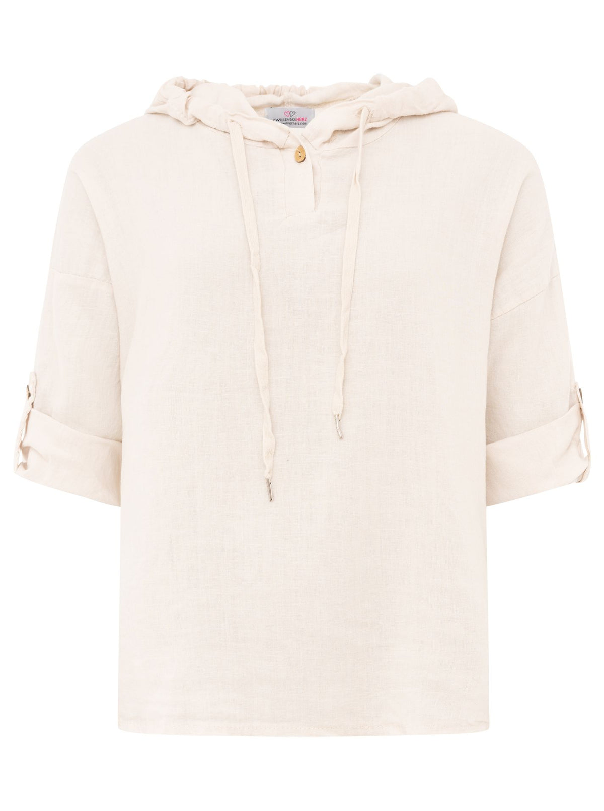 Zwillingsherz - Leinen Kapuzenbluse "Sommer" - Beige