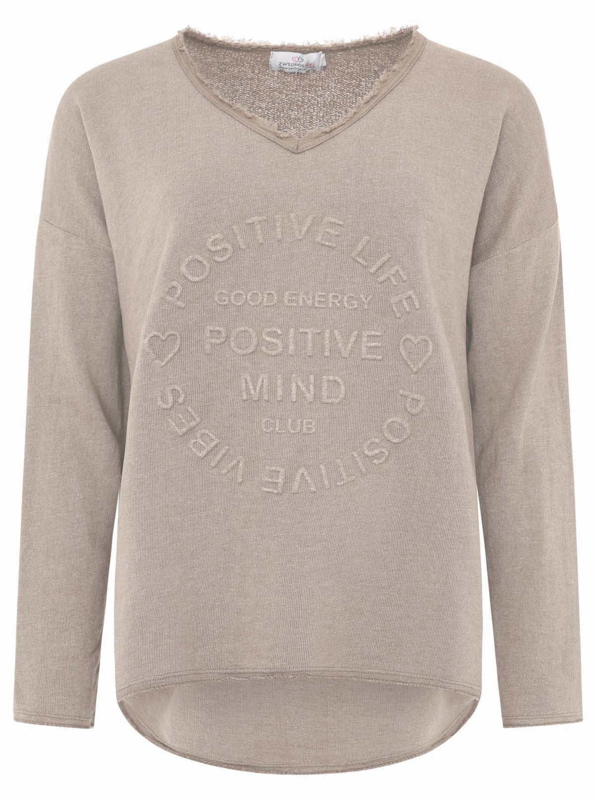 Zwillingsherz -  Sweatshirt "Positive Mind" - Taupe