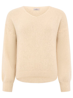 Zwillingsherz - Strickpullover Oversize Rundhals - Beige