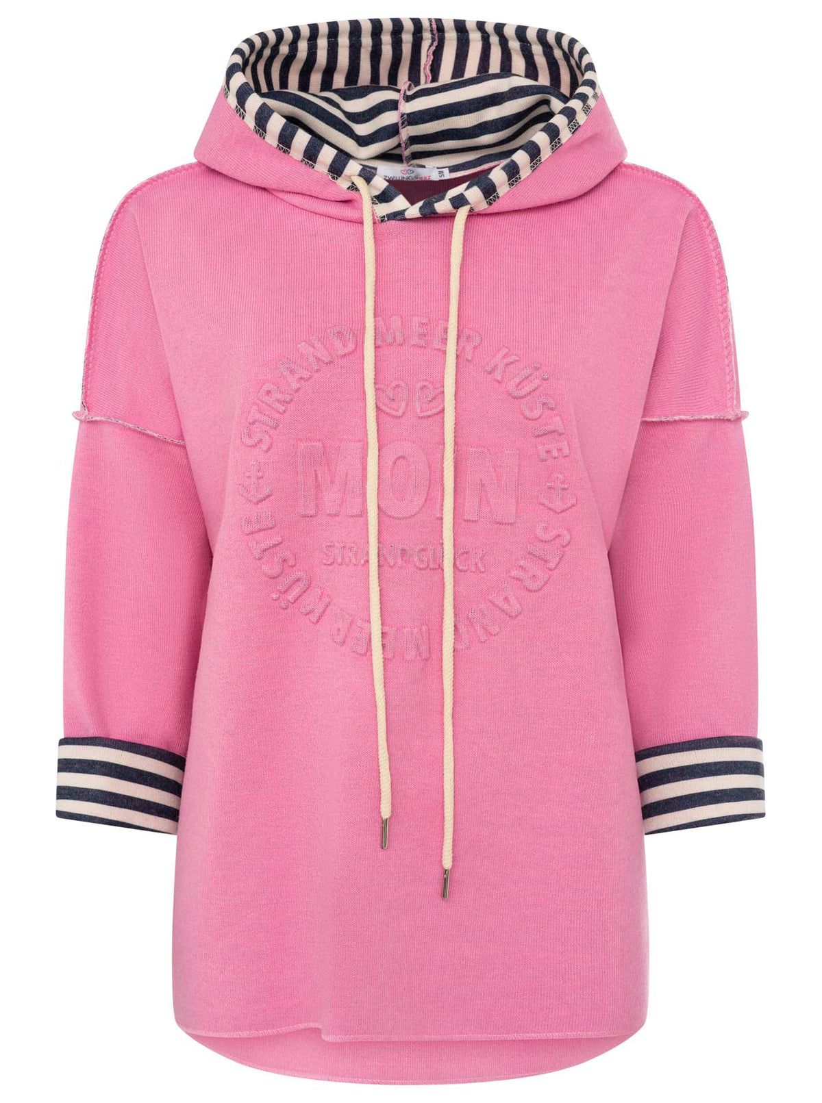 Zwillingsherz Doubleface Hoodie "Moin & Streifen" - Rosa