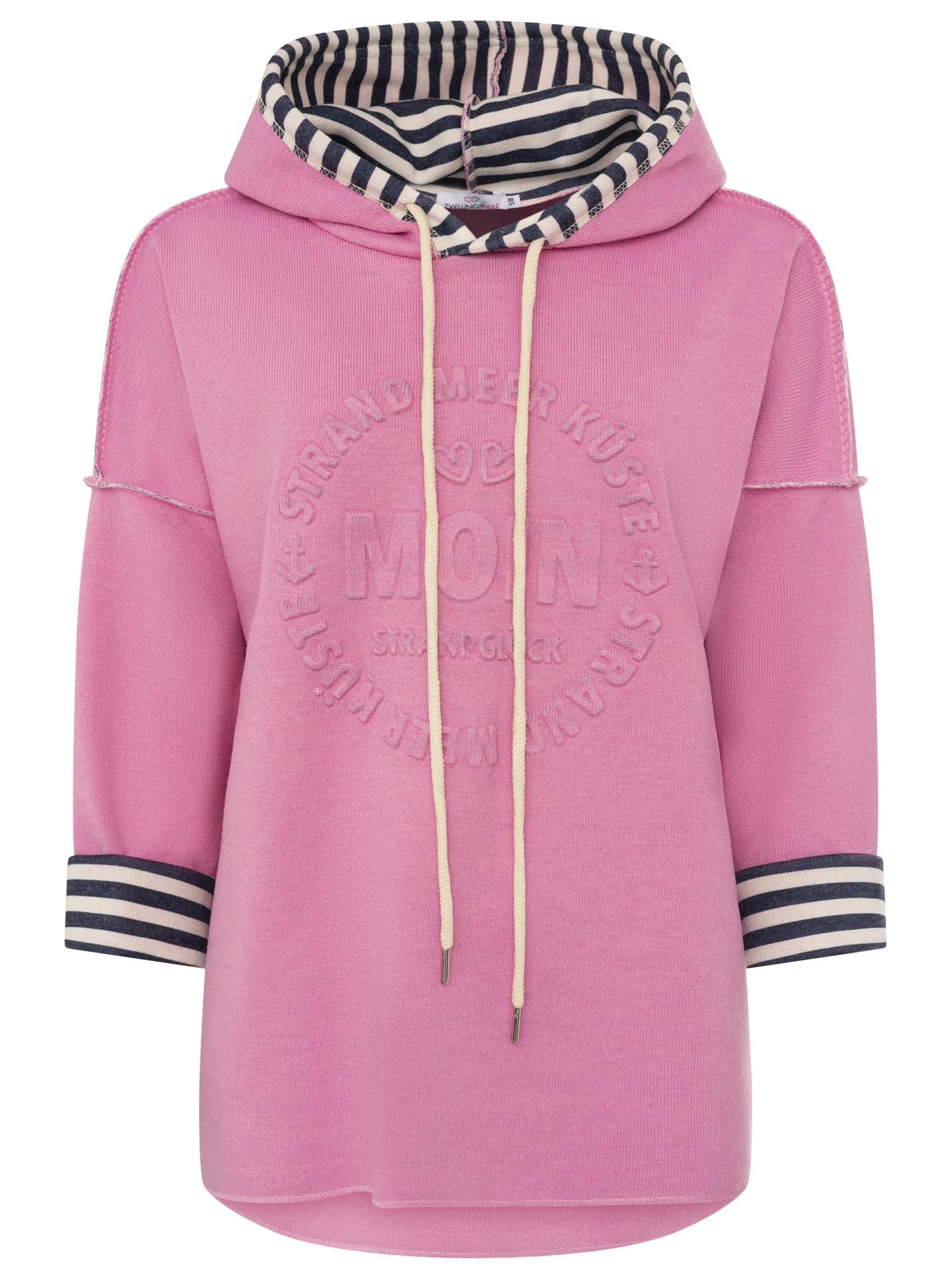 Zwillingsherz Doubleface Hoodie "Moin & Streifen" - Rosa
