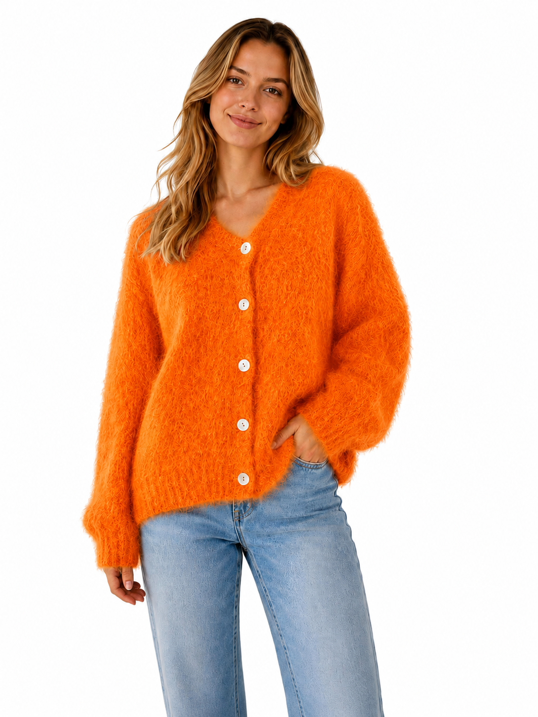 Flair - Cardigan mit feinem Kid Mohair - Orange
