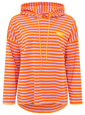 Zwillingsherz Hoodie "Neon Streifen" - Orange/Blau