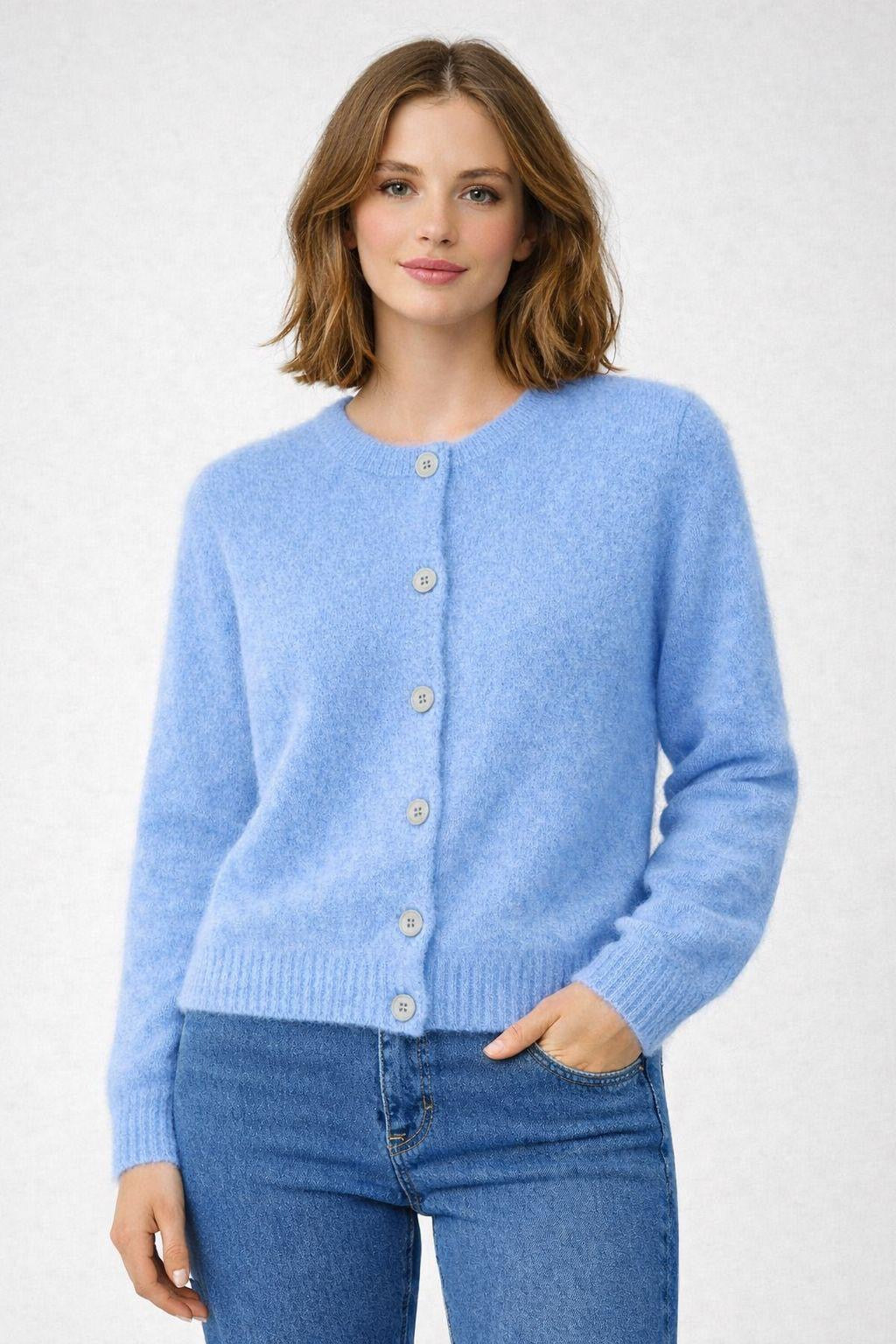 Flair - Cardigan mit feinem Kid Mohair - Hellblau