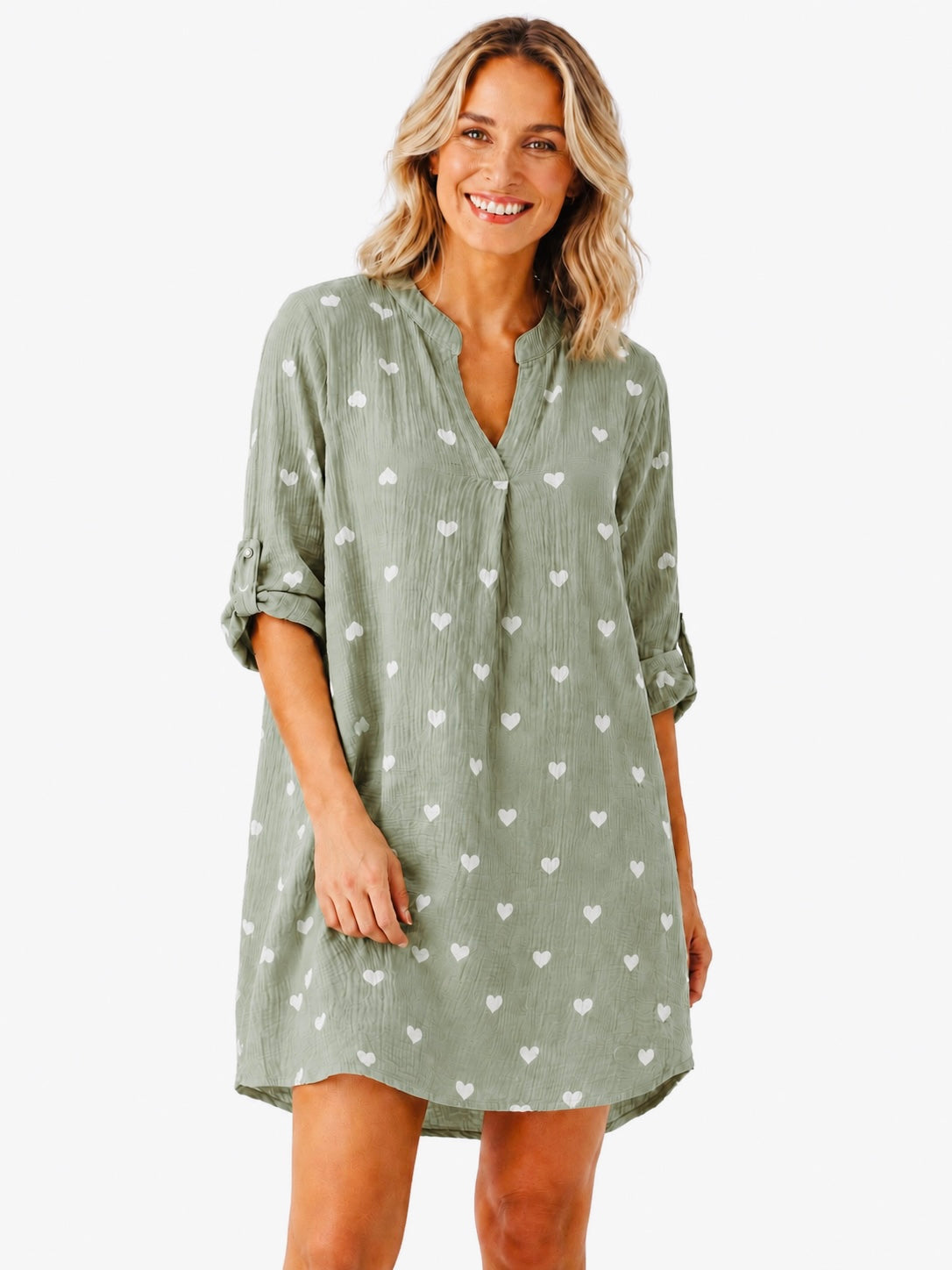 Zwillingsherz Musselin Kleid/Tunika Herz - Salbei