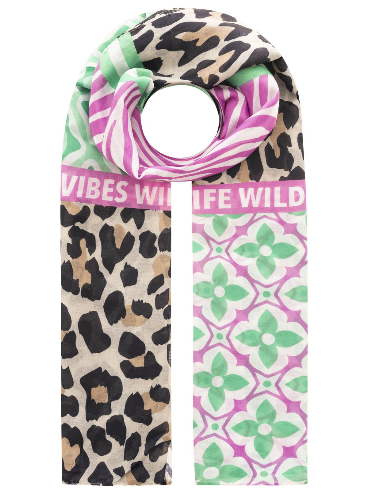 Zwillingsherz - Schal "Wild Life Leo" - Beige/Grün
