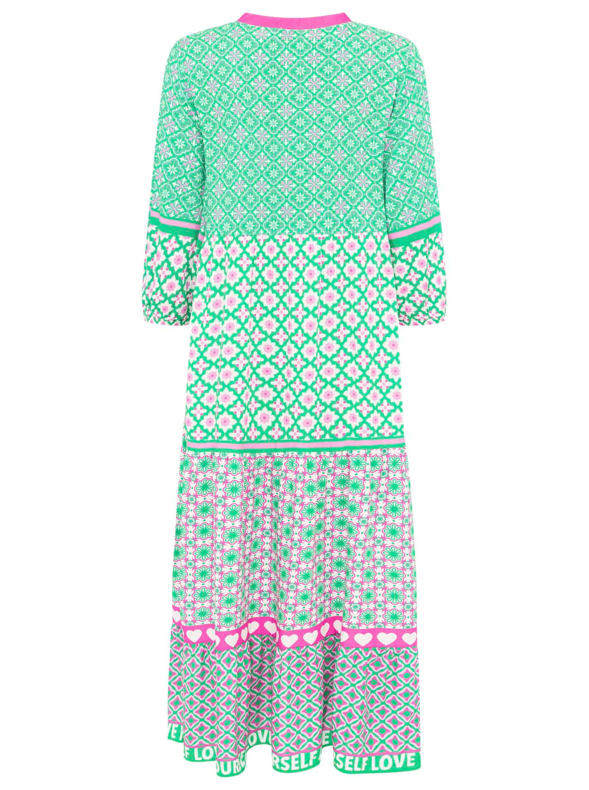 Zwillingsherz - Maxi Kleid Blumen Love Yourself  - Pink/Grün