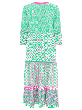 Zwillingsherz - Maxi Kleid Blumen Love Yourself  - Pink/Grün