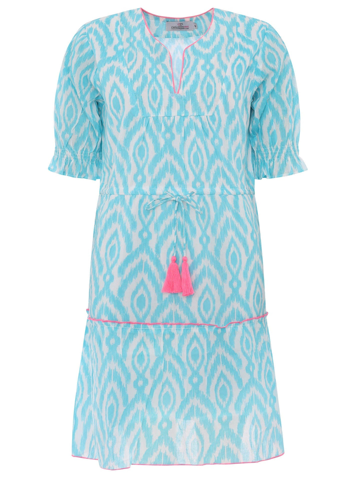 Zwillingsherz - Baumwoll Kleid Ornamente mit Design - Türkis