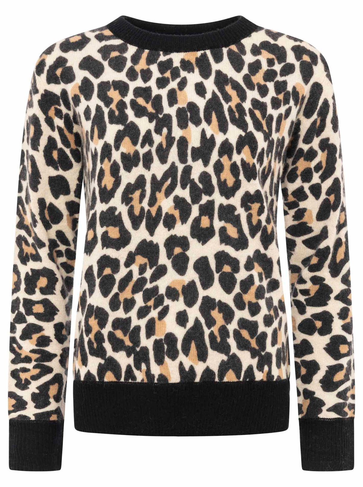 Zwillingsherz 100% Kaschmir/Cashmere Pullover - Leo Beige/Schwarz