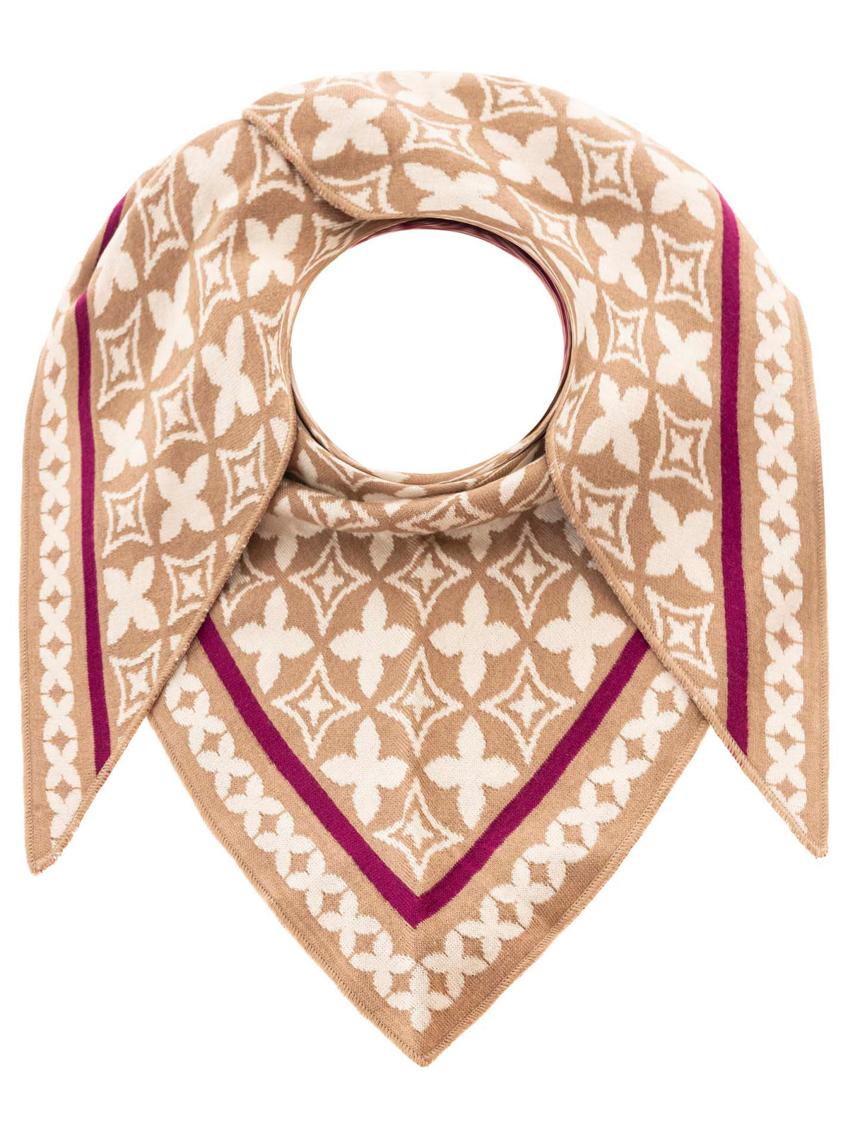 Zwillingsherz - Dreieckstuch "Luxuriöser Print" Baumwolle - Beige